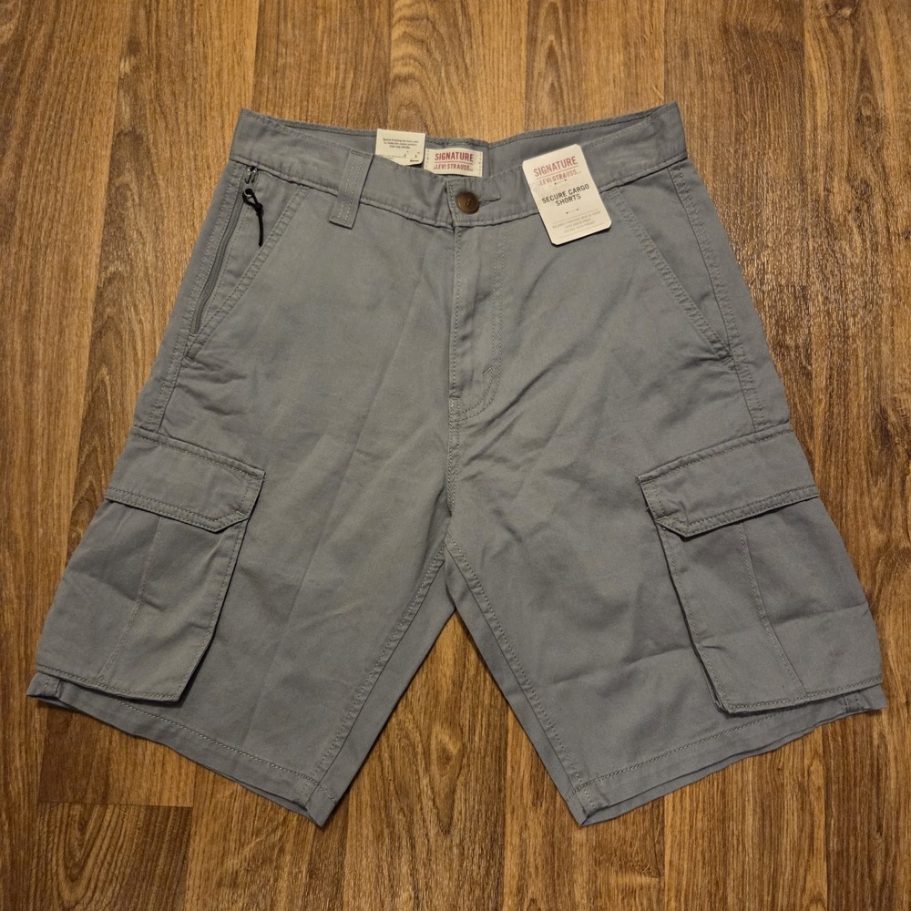 Levis Cargo Shorts Gray Men 28 Signature Secure Tech Utility New‎